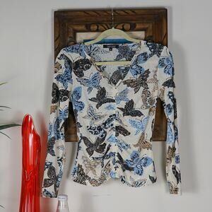 Vintage 90s Karen Kane butterfly long sleeve shirt M